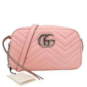GUCCI  GG Marmont Small Matelasse Chevron Leather Camera Bag Pink 447632